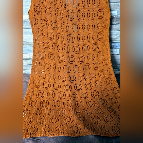 New Orange Sleeveless Knit Sweater Vest With Ties - Picture 13 of 13